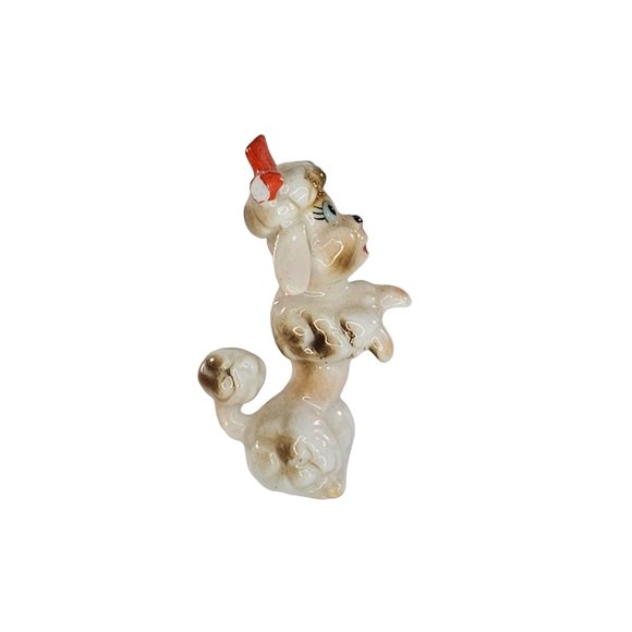 Vintage Poodle Begging On Hind Legs Miniature Figurine Dog Bone China *CHIPPED - Picture 2 of 8